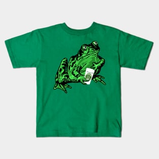 Lispe Frog with Coffee Kids T-Shirt